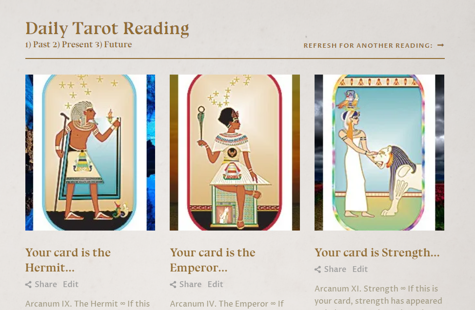 Daily Tarot Cards The Library